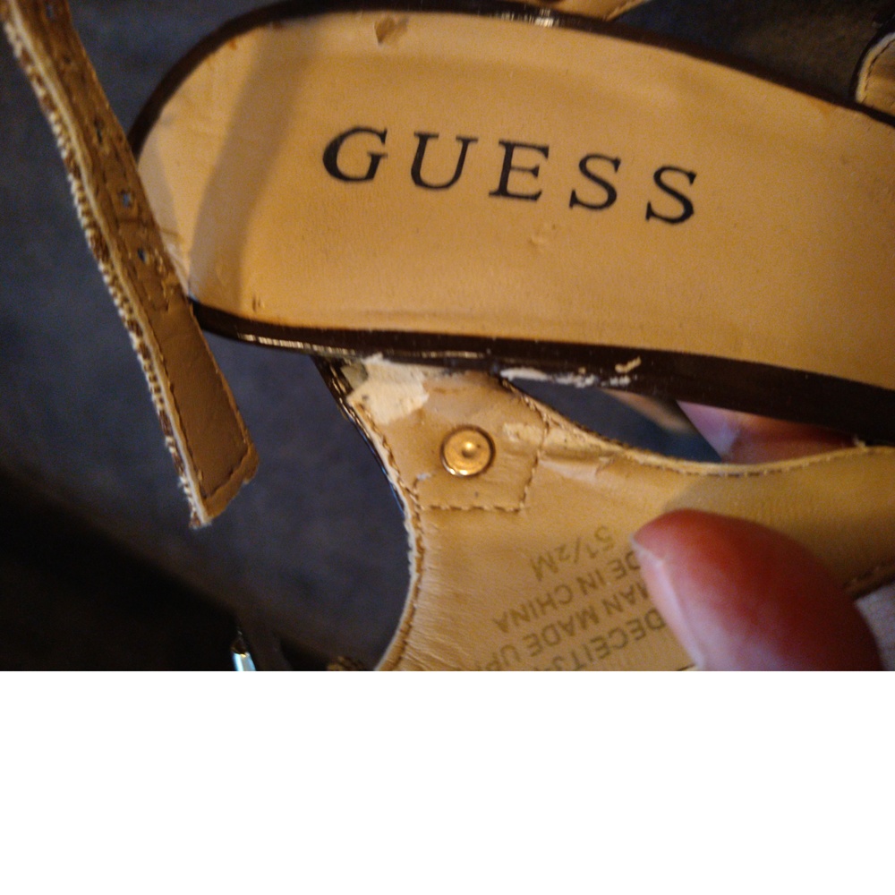 GUESS BROWN STILETTO HEALS - SLING BACK - CUTE - SIZE 5.5 - Picture 8 of 12